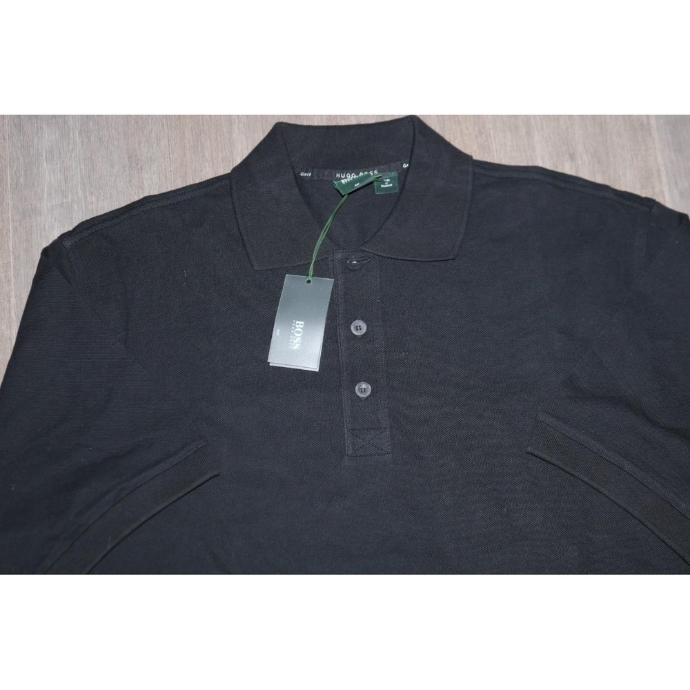 Hugo Boss Golf SEVE B/400 Mens Black Cotton Pique Polo Shirt NWT Size Large